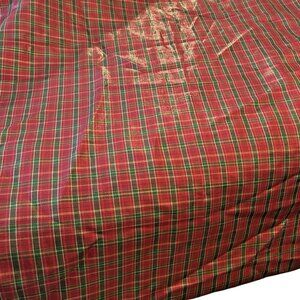 Lenox Holiday Nouveau Dazzle Red Tartan Plaid Metallic Tablecloth 60 x 84